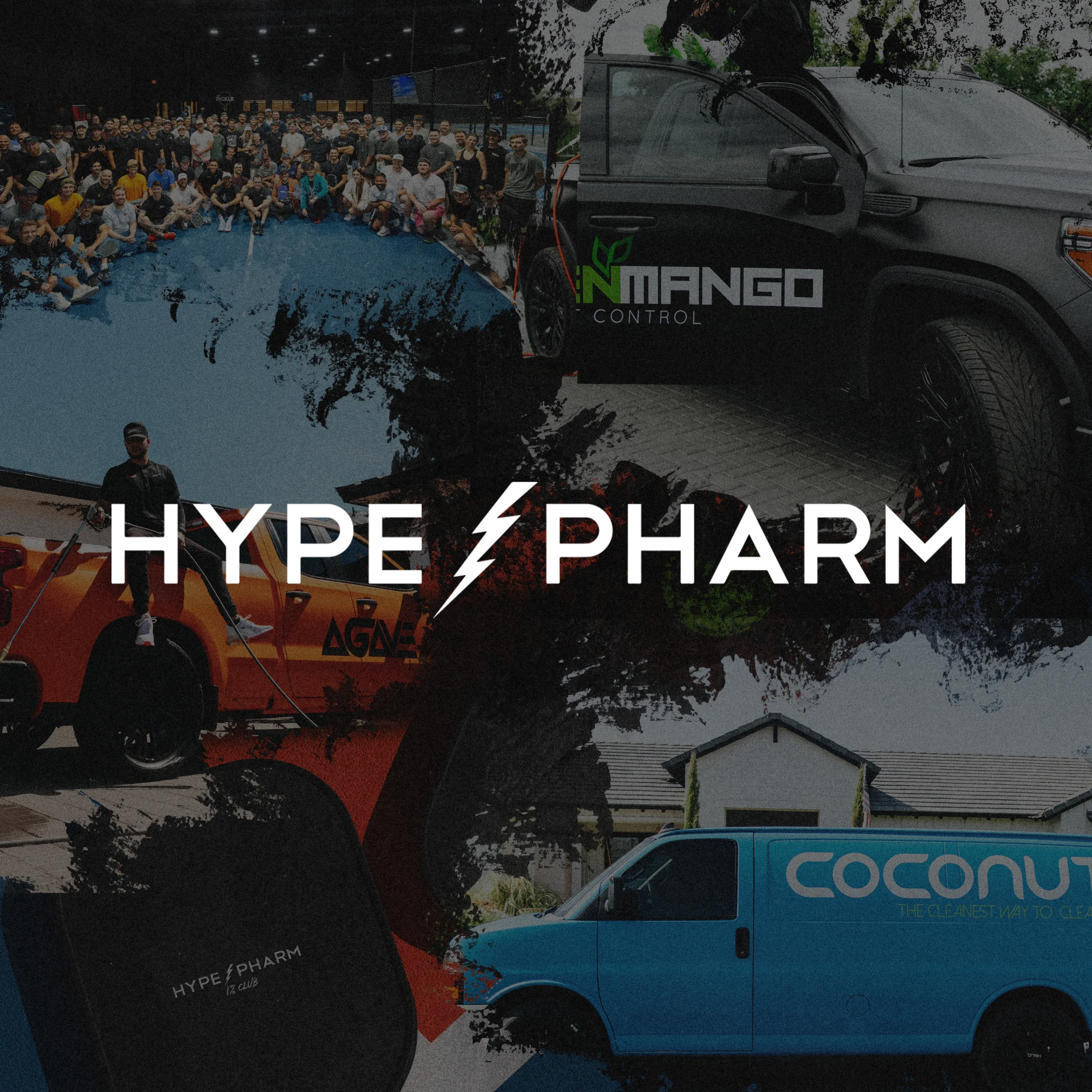 Hype Pharm branding, content, and marketing creative across multiple lifestyle and service brands